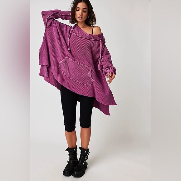 Free People Tops - FREE PEOPLE ONE OVERSIZED GANNET WAFFLE KNIT HOODIE